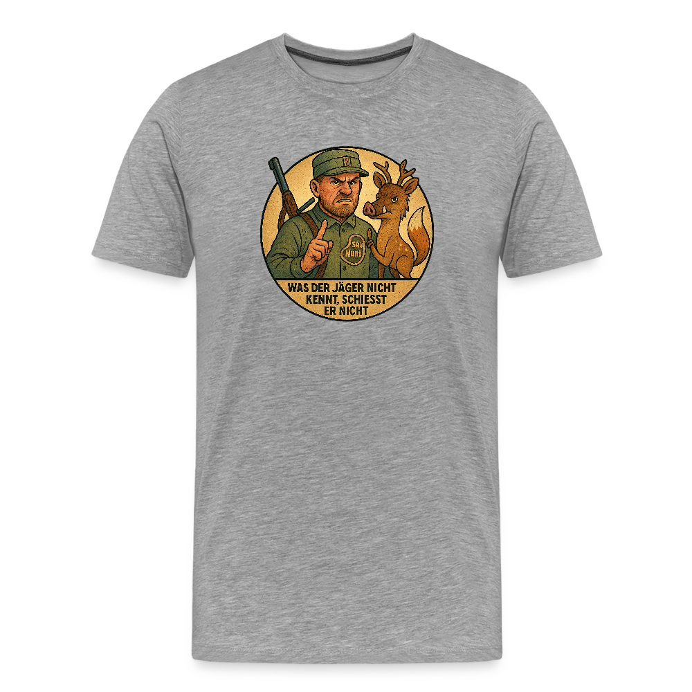 Fun Shirt - Was der Jäger nicht kennt - Grau meliert