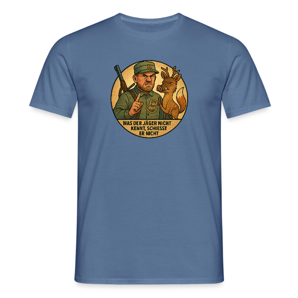 Fun Shirt - Was der Jäger nicht kennt - Taubenblau 