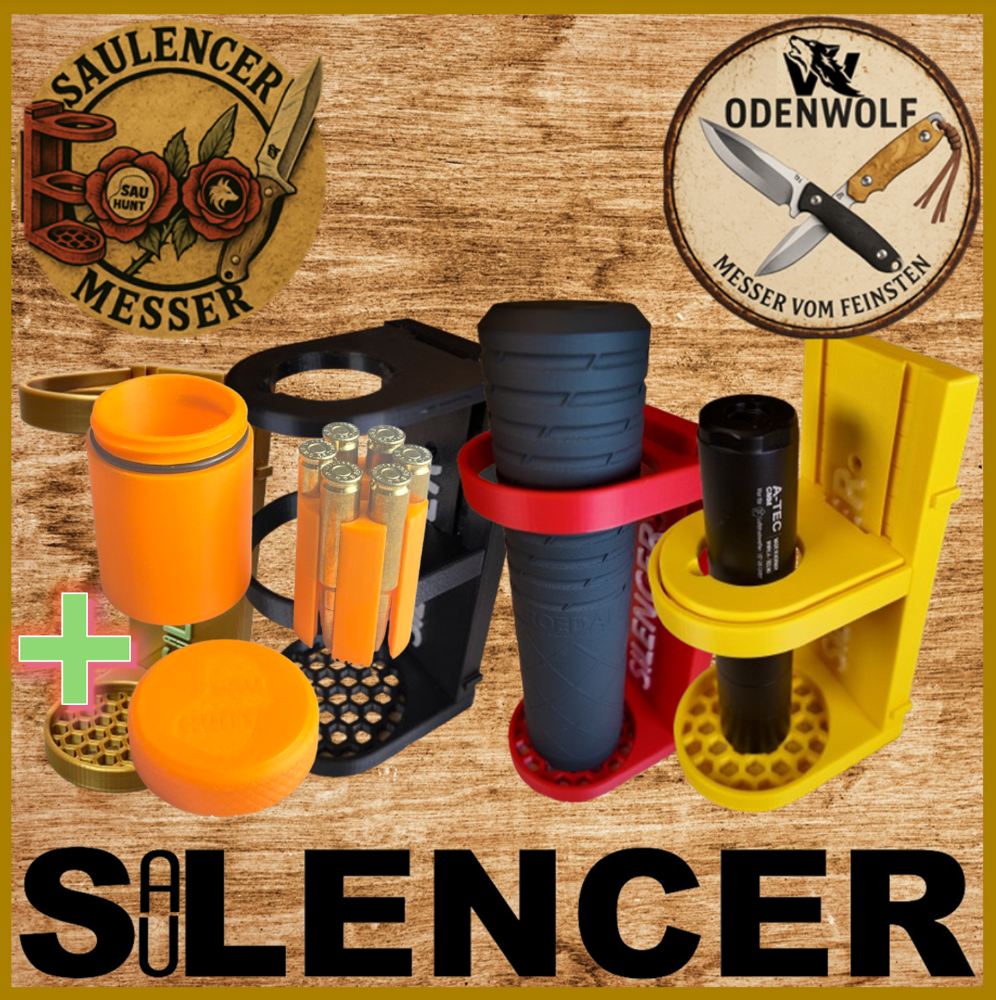Schalldämpferhalter - Patronen Etui Bundel mit dem Rudel vom Odenwolf
