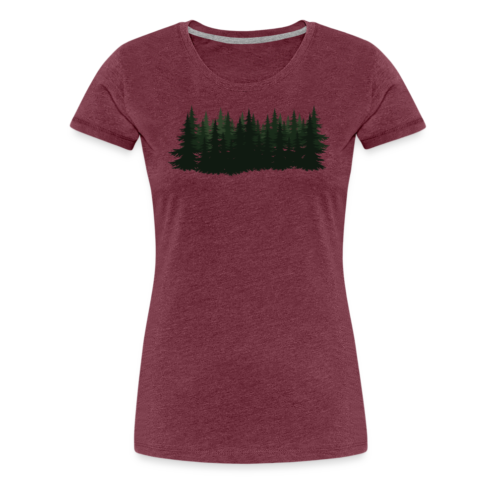 Jagdwelt T-Shirt für Sie (Premium) - Wald - Bordeauxrot meliert