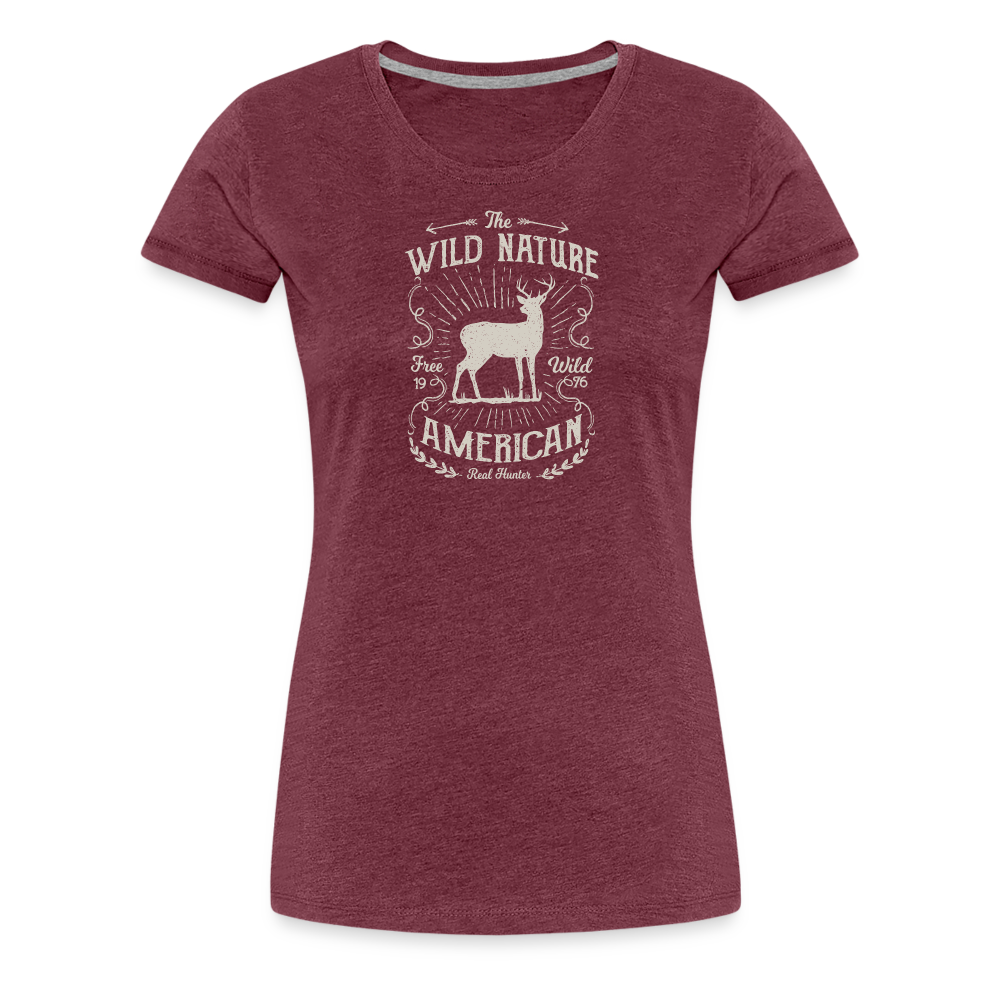 Jagdwelt T-Shirt für Sie (Premium) - Wild nature - Bordeauxrot meliert