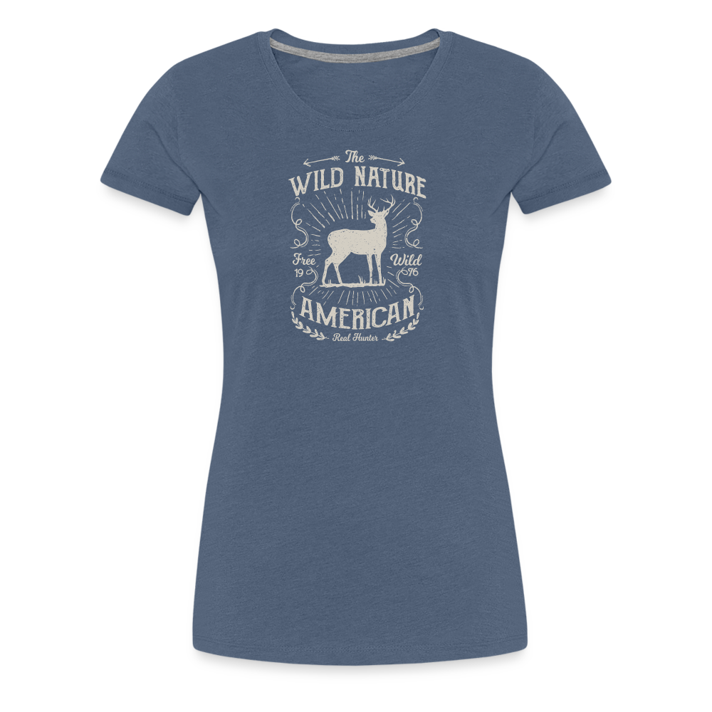 Jagdwelt T-Shirt für Sie (Premium) - Wild nature - Blau meliert