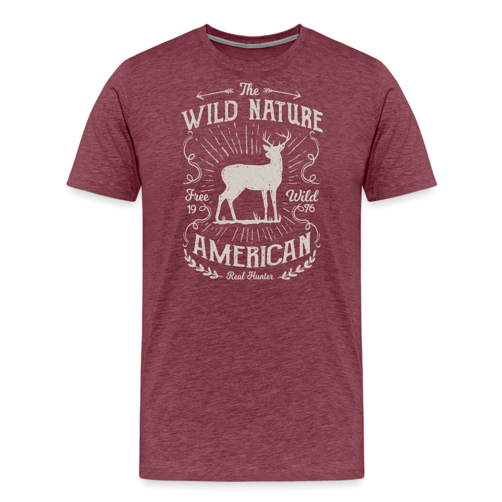 Jagdwelt T-Shirt (Premium) - Wild nature - Bordeauxrot meliert