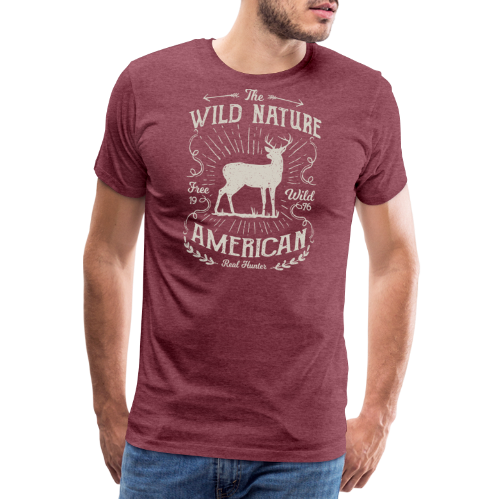 Jagdwelt T-Shirt (Premium) - Wild nature - Bordeauxrot meliert