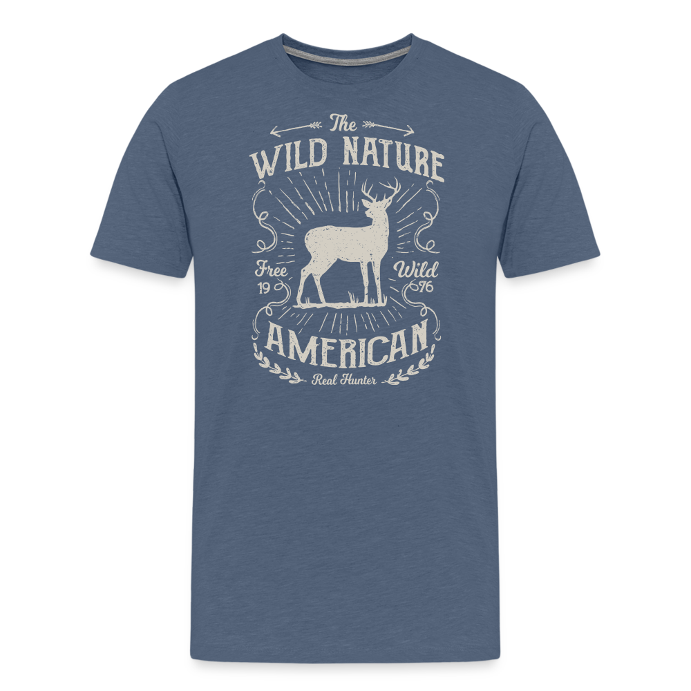 Jagdwelt T-Shirt (Premium) - Wild nature - Blau meliert