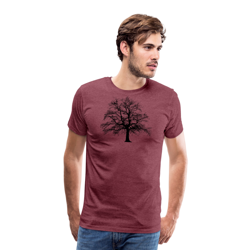 Jagdwelt T-Shirt (Premium) - Baum - Bordeauxrot meliert