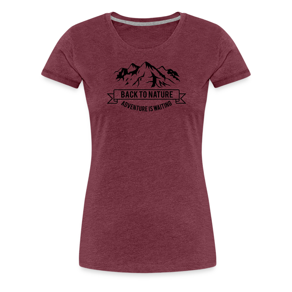 Jagdwelt T-Shirt für Sie (Premium) - Back to Nature - Bordeauxrot meliert