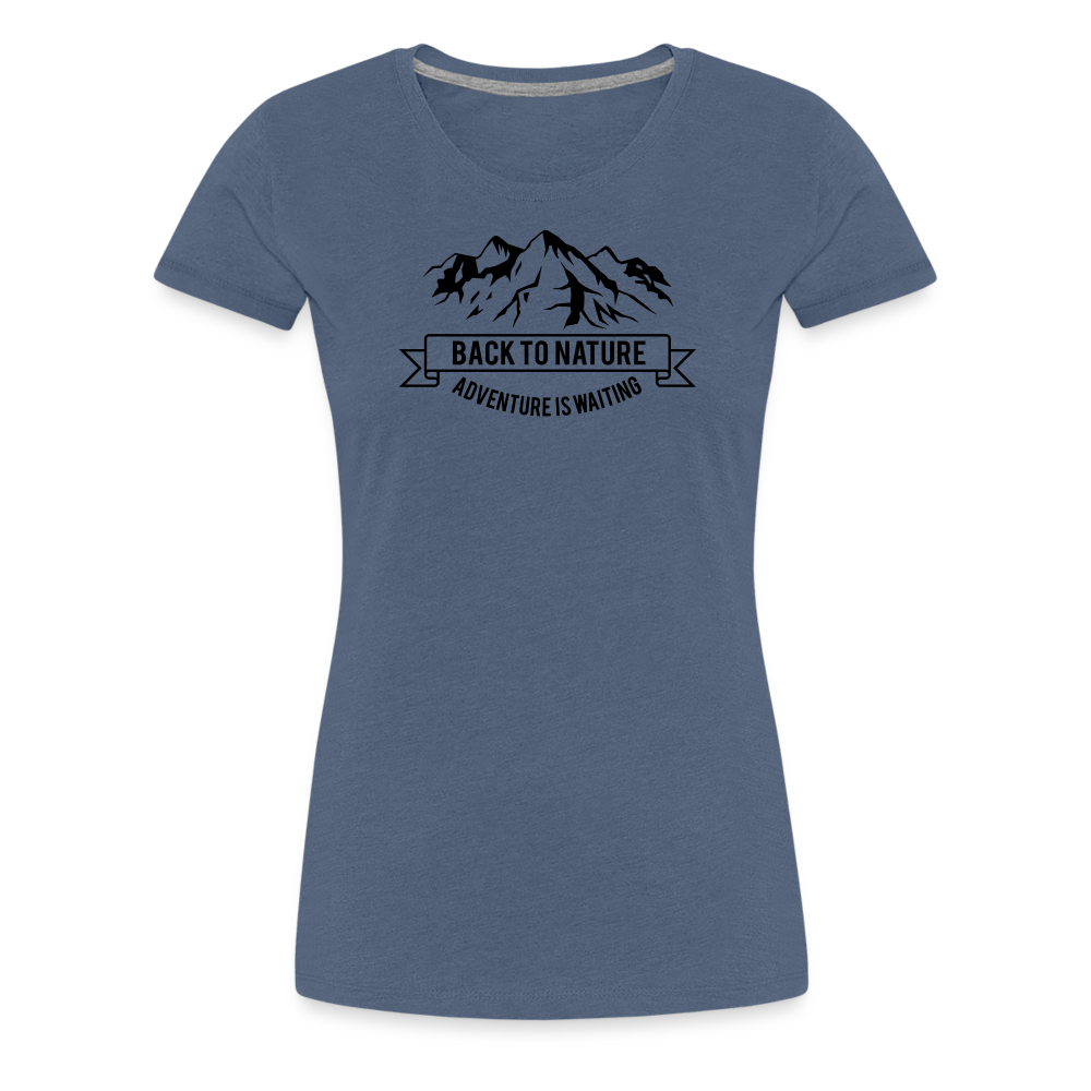 Jagdwelt T-Shirt für Sie (Premium) - Back to Nature - Blau meliert