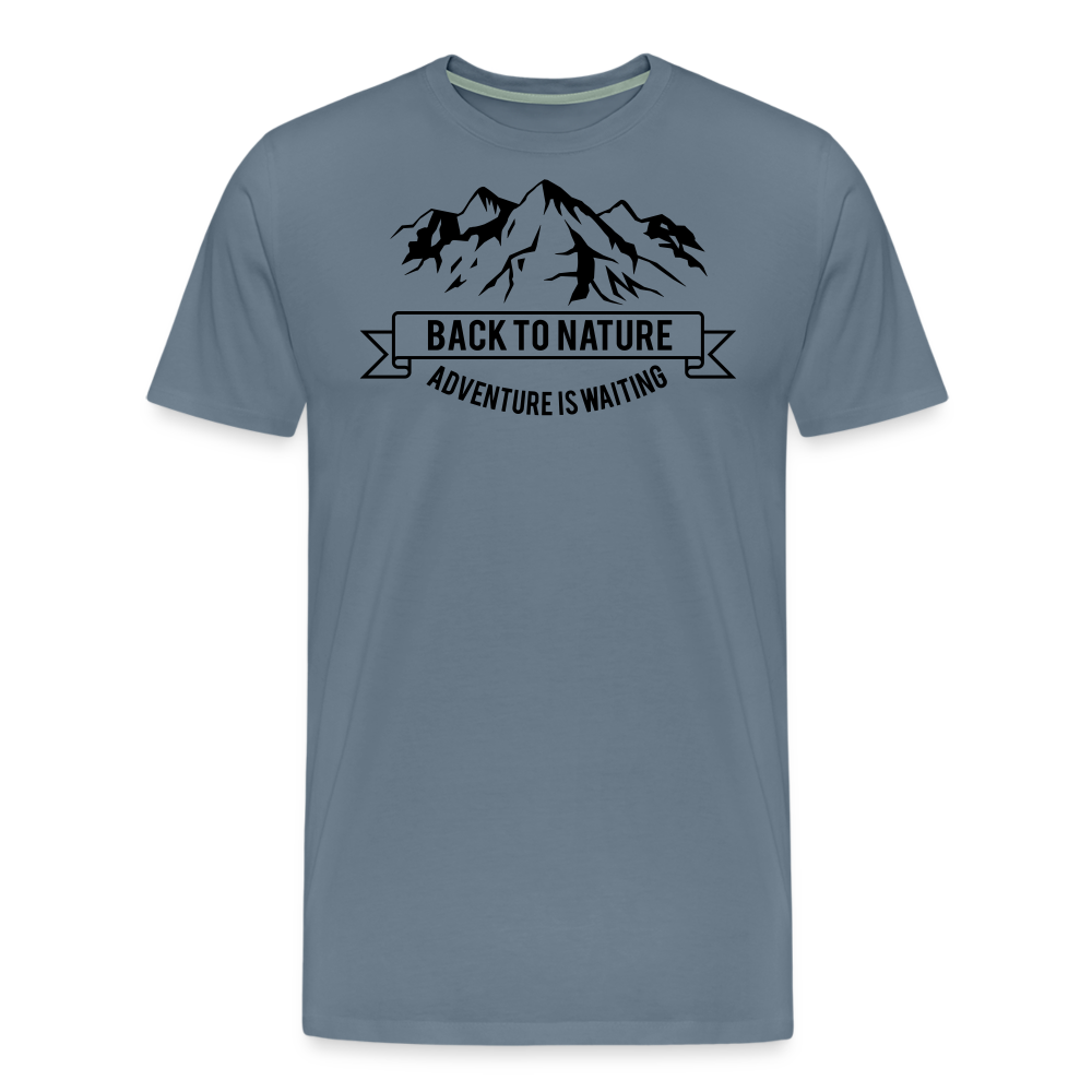 Jagdwelt T-Shirt (Premium) - Back to Nature - Blaugrau
