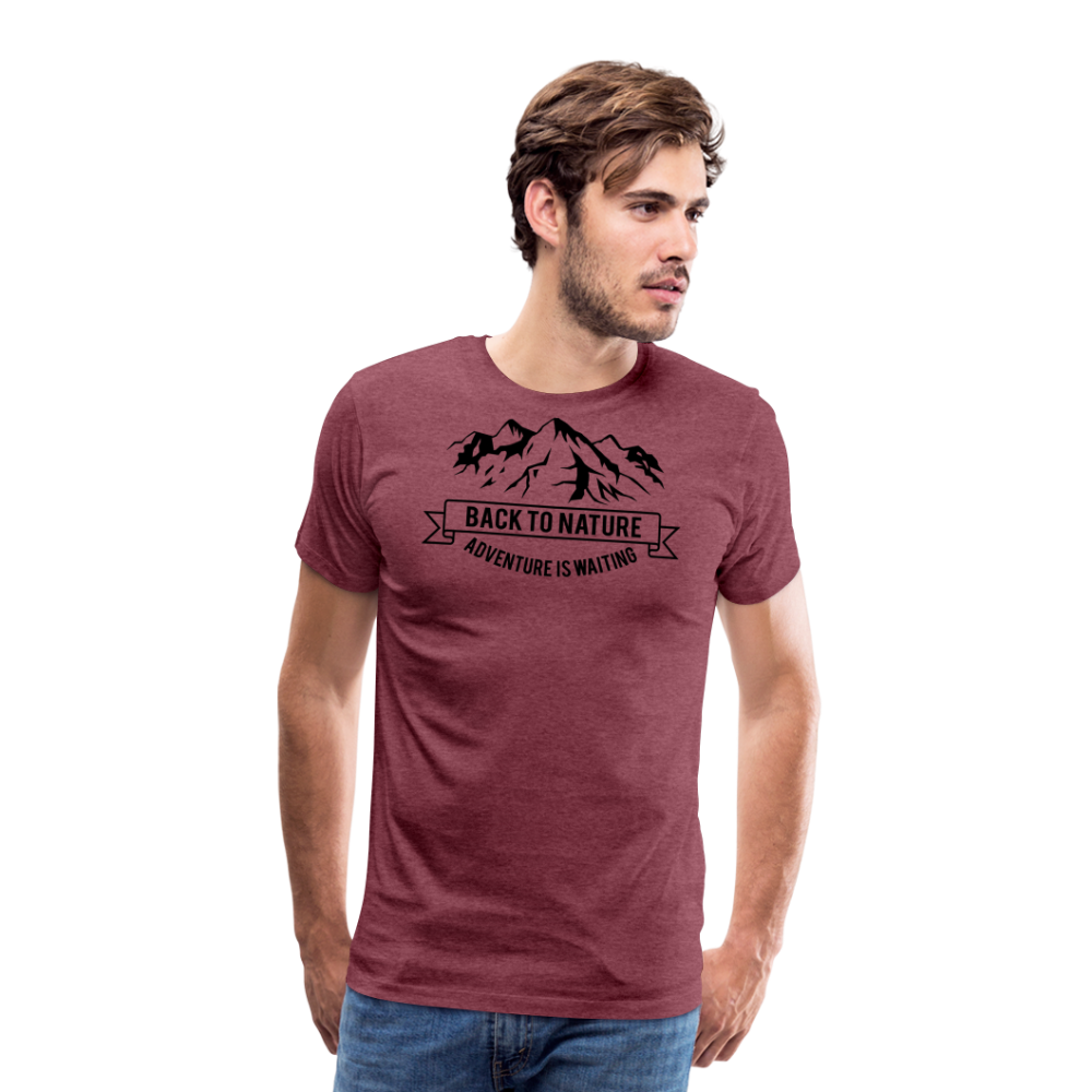 Jagdwelt T-Shirt (Premium) - Back to Nature - Bordeauxrot meliert