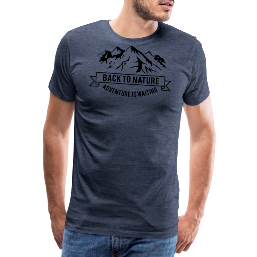 Jagdwelt T-Shirt (Premium) - Back to Nature - Blau meliert