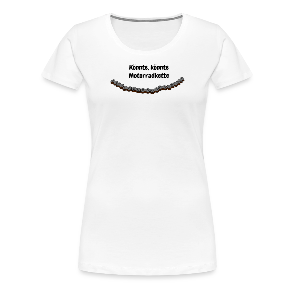 Casual T-Shirt für Sie (Premium) - Motorradkette - weiß