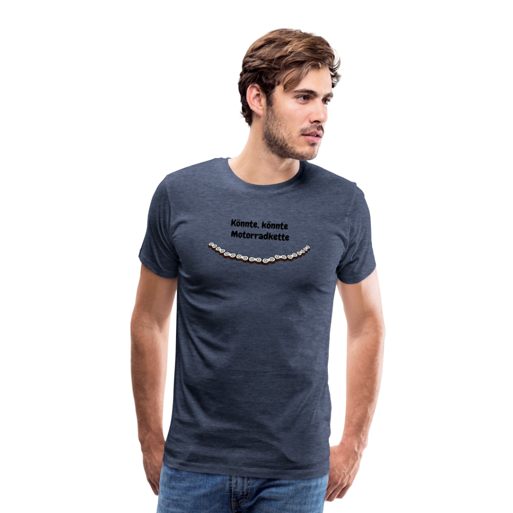 Casual T-Shirt (Premium) - Motorradkette - Blau meliert
