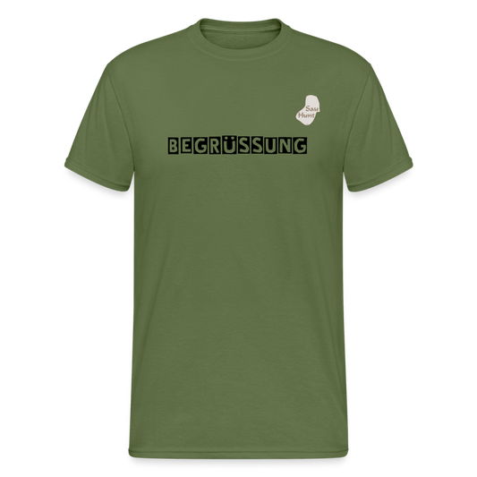 SauHunt T-Shirt (Premium) - Begrüßung - Militärgrün