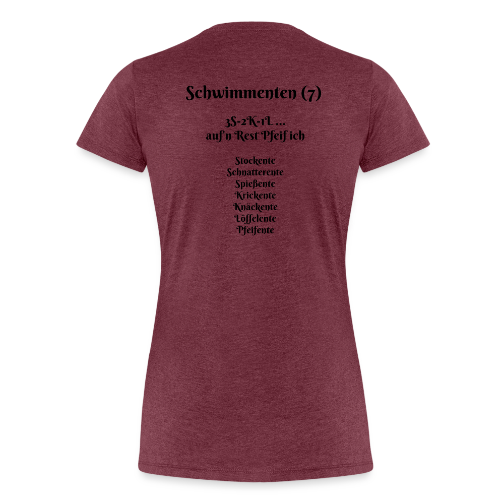 SauHunt T-Shirt für Sie (Premium) - Schwimmenten - Bordeauxrot meliert