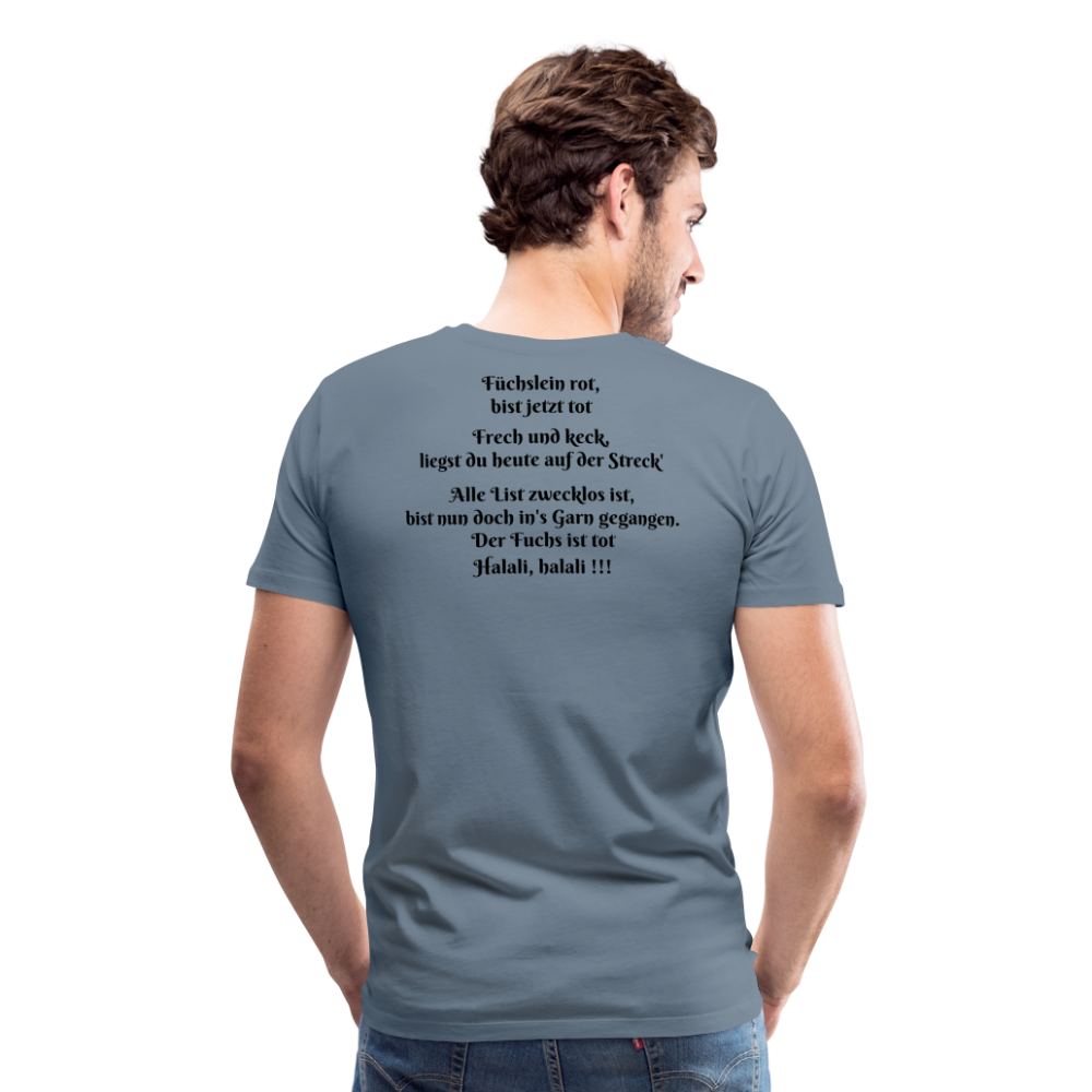 SauHunt T-Shirt (Premium) - Fuchs tot - Blaugrau