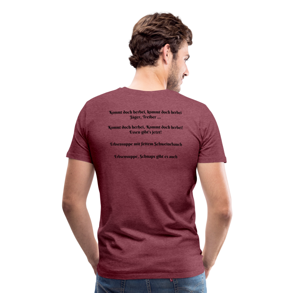 Jagdwelt T-Shirt (Premium) - Zum Essen - Bordeauxrot meliert