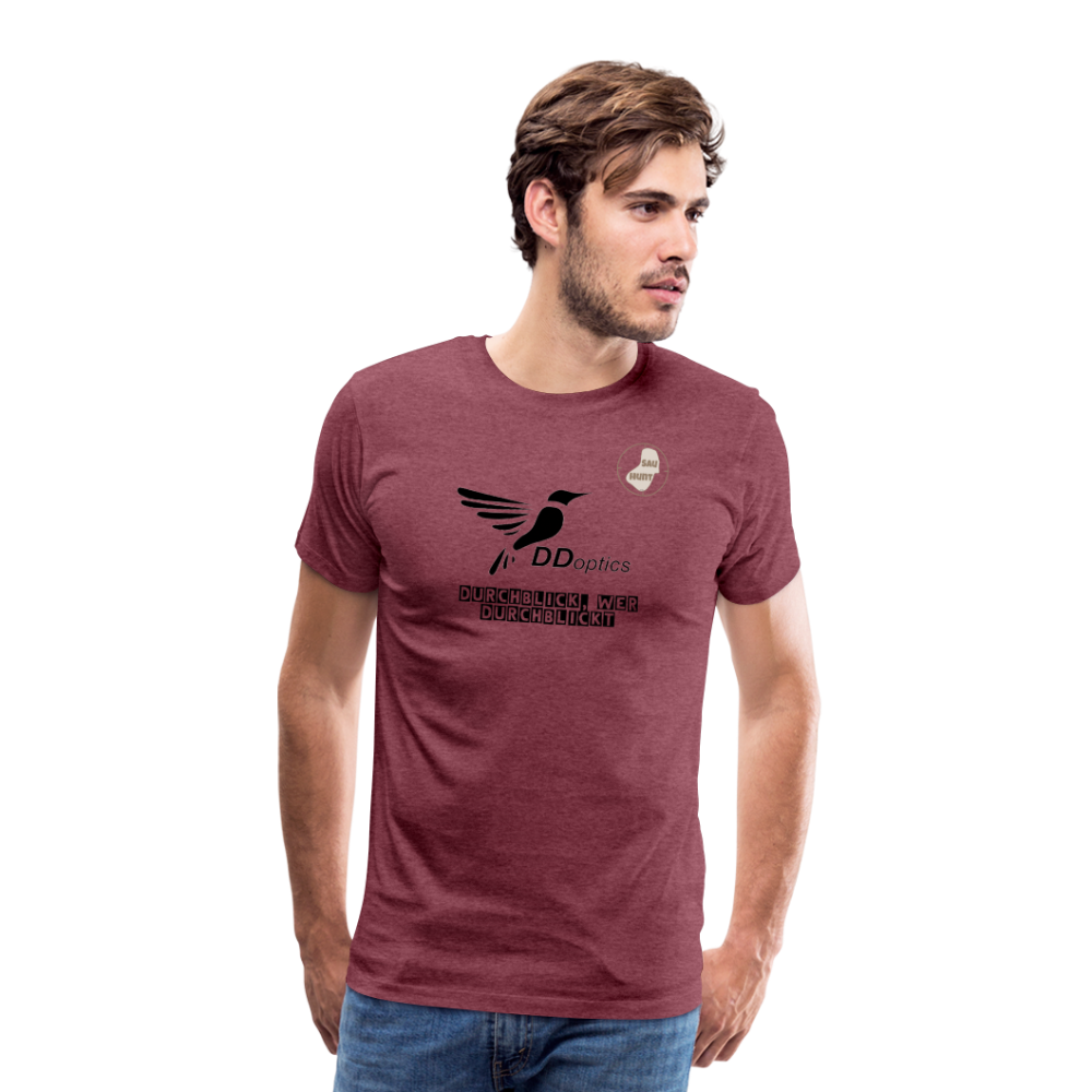 SauHunt T-Shirt (Premium) - DDOptics - Bordeauxrot meliert