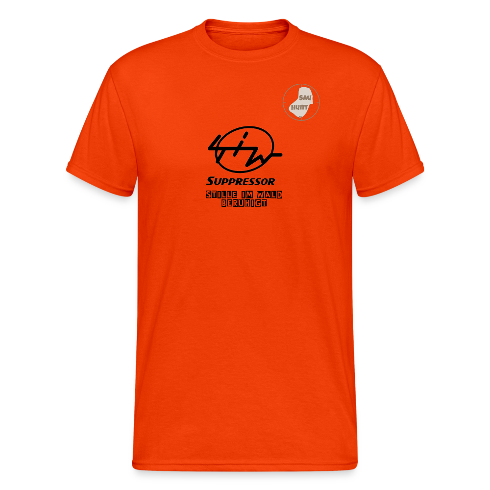SauHunt T-Shirt (Gildan) - Stille im Wald - kräftig Orange
