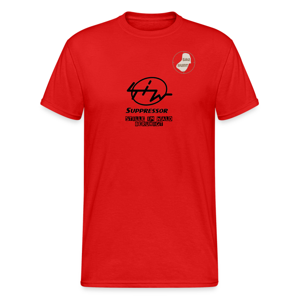 SauHunt T-Shirt (Gildan) - Stille im Wald - Rot