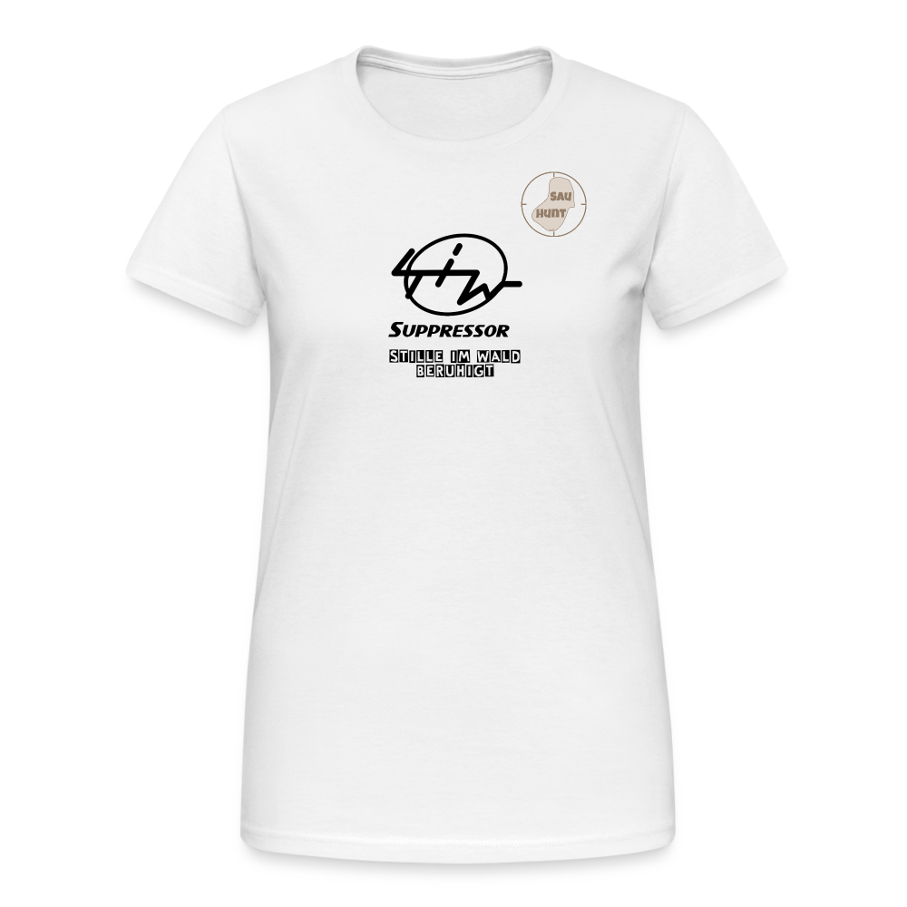 SauHunt T-Shirt für Sie (Gildan) - Stille im Wald - weiß
