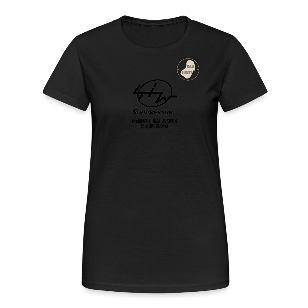 SauHunt T-Shirt für Sie (Gildan) - Stille im Wald - Schwarz