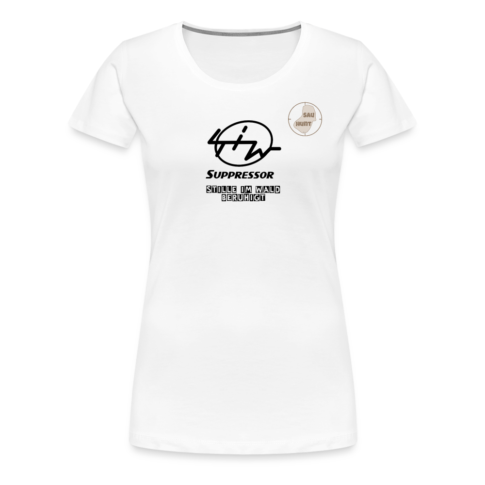 SauHunt T-Shirt für Sie (Premium) - Stille im Wald - weiß