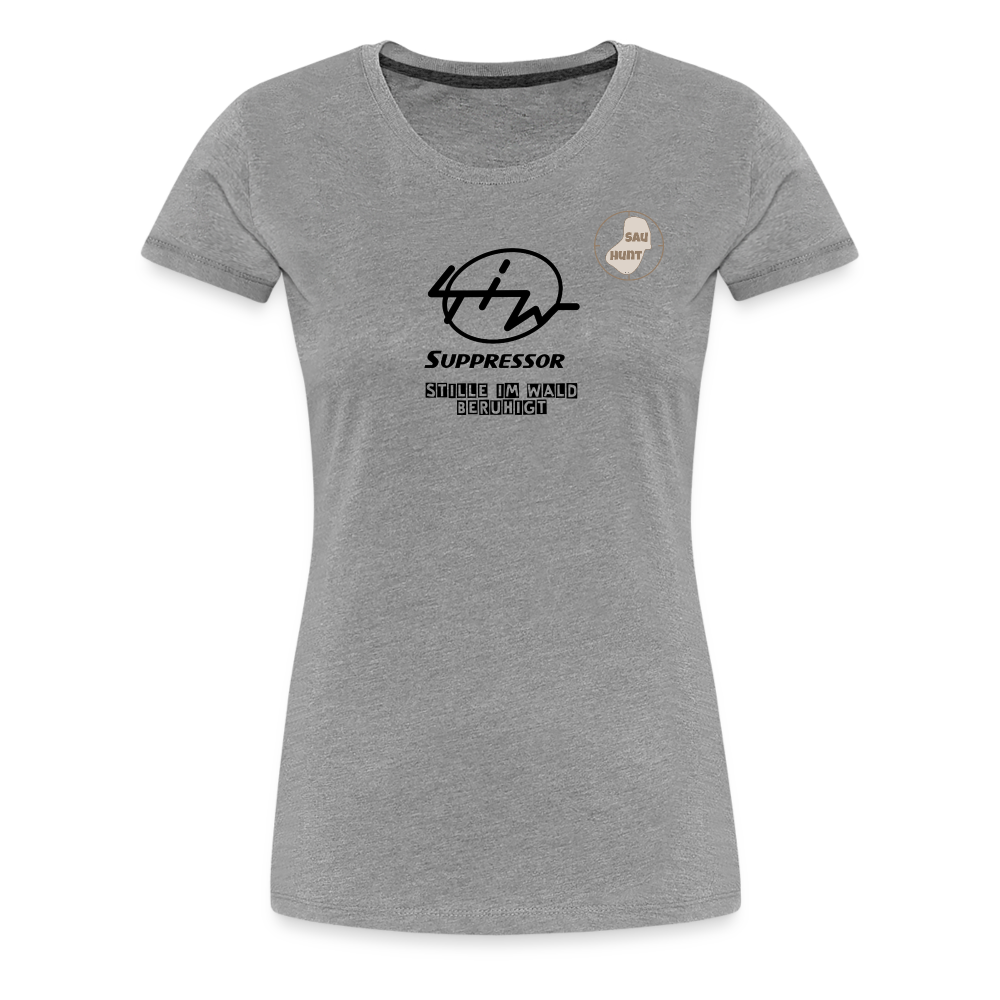 SauHunt T-Shirt für Sie (Premium) - Stille im Wald - Grau meliert