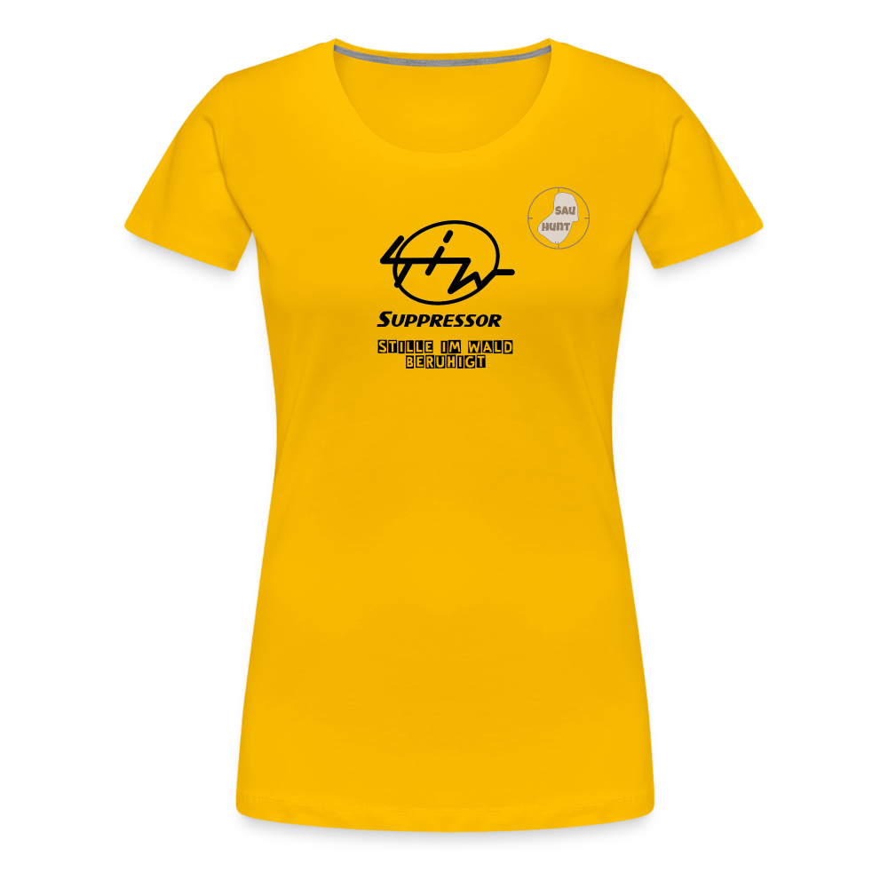 SauHunt T-Shirt für Sie (Premium) - Stille im Wald - Sonnengelb