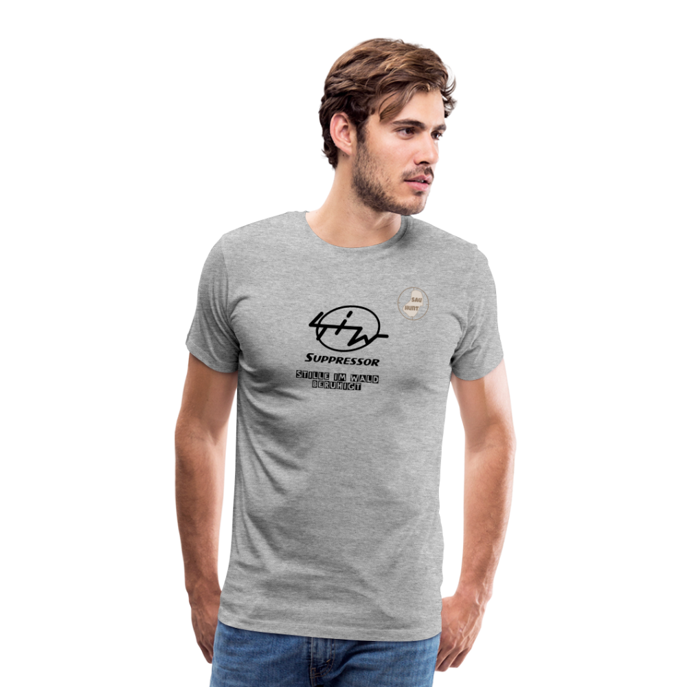 SauHunt T-Shirt (Premium) - Stille im Wald - Grau meliert