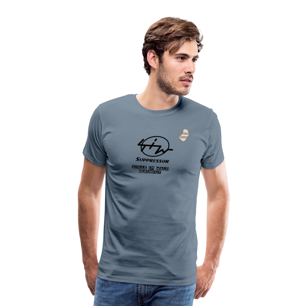 SauHunt T-Shirt (Premium) - Stille im Wald - Blaugrau