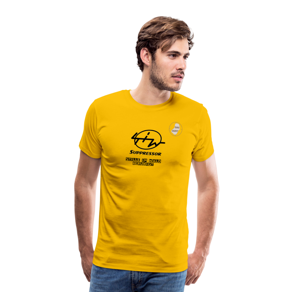 SauHunt T-Shirt (Premium) - Stille im Wald - Sonnengelb