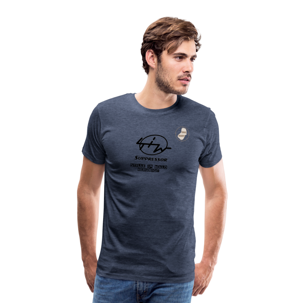 SauHunt T-Shirt (Premium) - Stille im Wald - Blau meliert