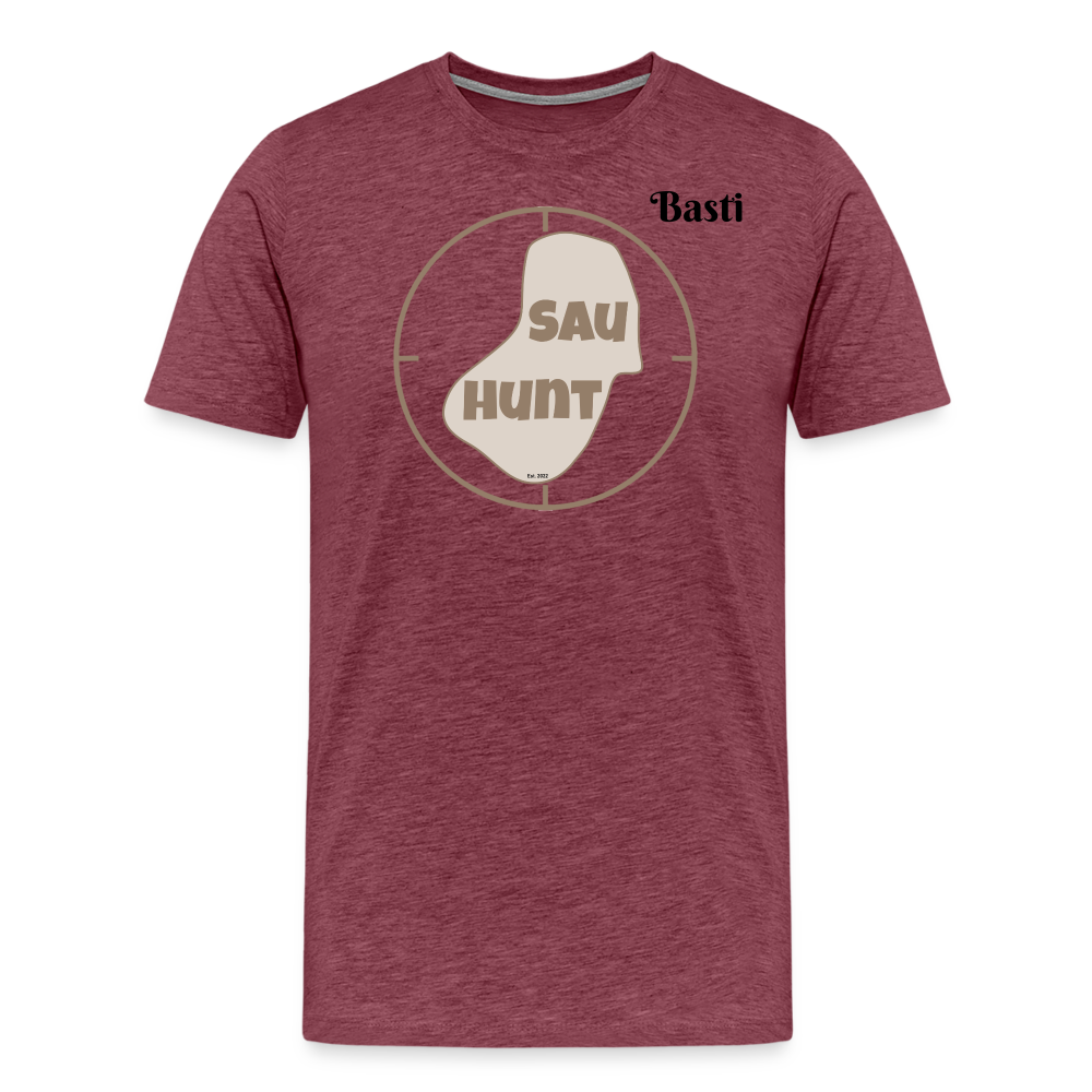 SauHunt Promo Shirt - Bordeauxrot meliert