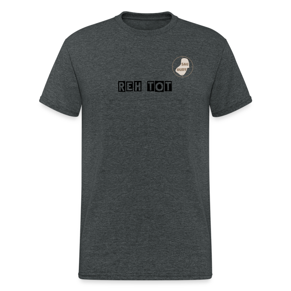 SauHunt T-Shirt (Gildan) - Reh tot - Dunkelgrau meliert