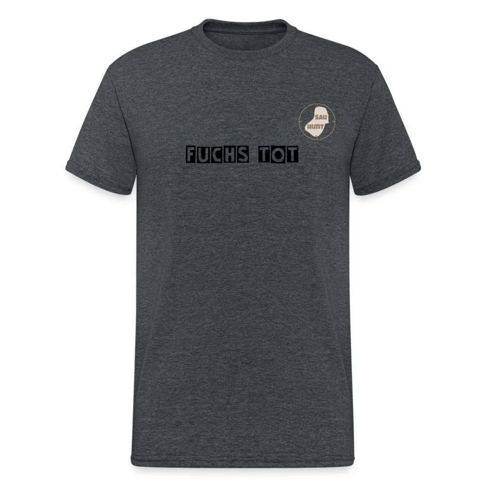 SauHunt T-Shirt (Gildan) - Fuchs tot - Dunkelgrau meliert