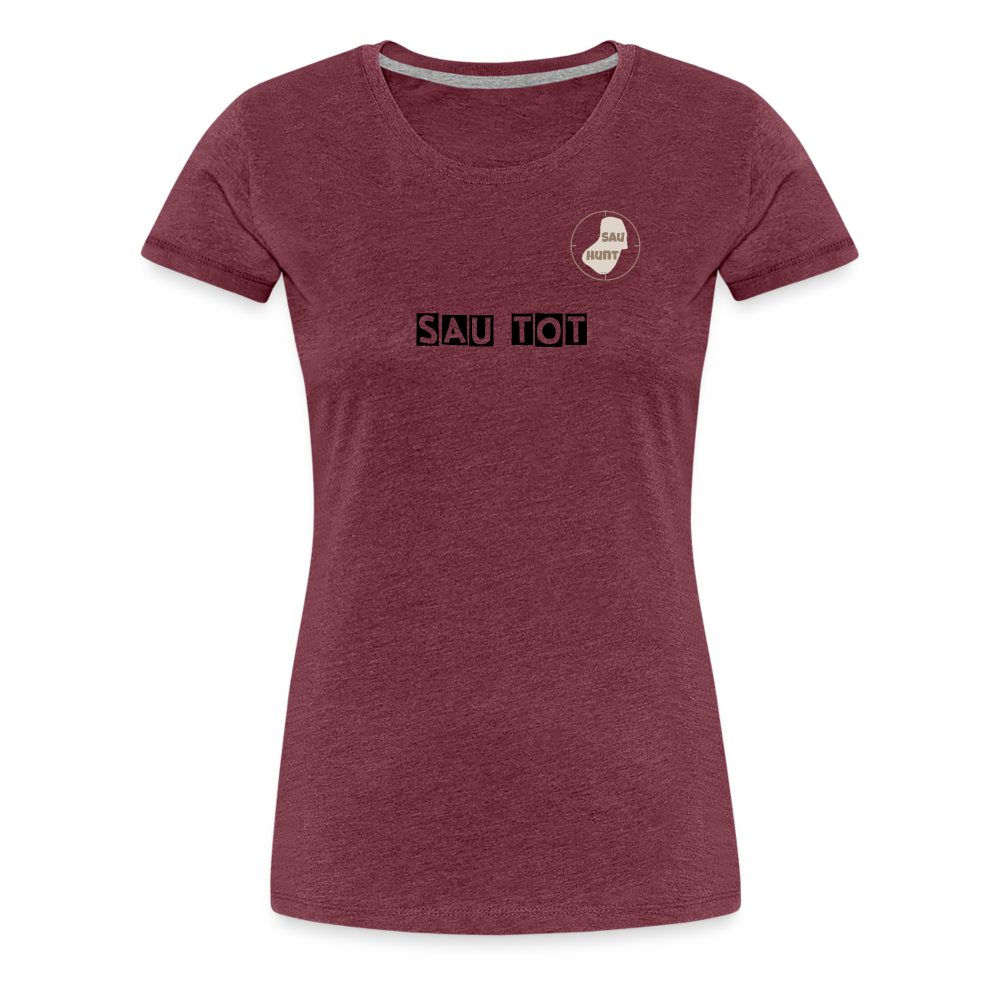 SauHunt T-Shirt für Sie (Gildan) - Sau tot - Bordeauxrot meliert