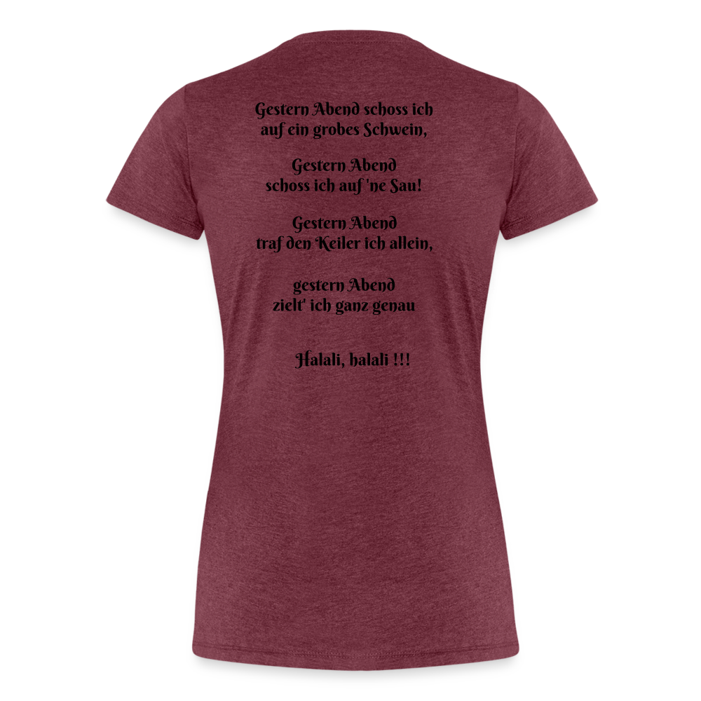 SauHunt T-Shirt für Sie (Gildan) - Sau tot - Bordeauxrot meliert