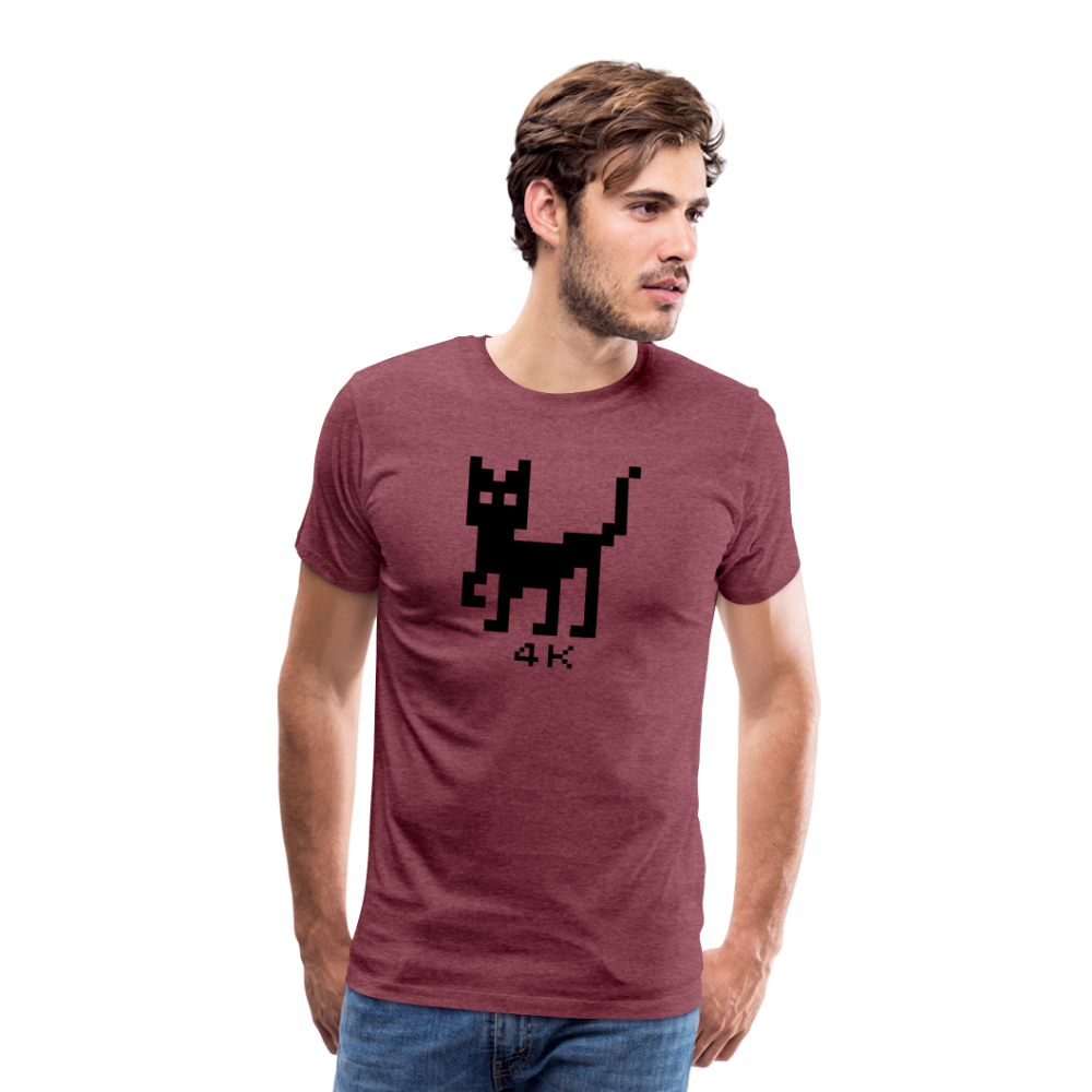 Men’s Premium T-Shirt - 4k Katze - Bordeauxrot meliert