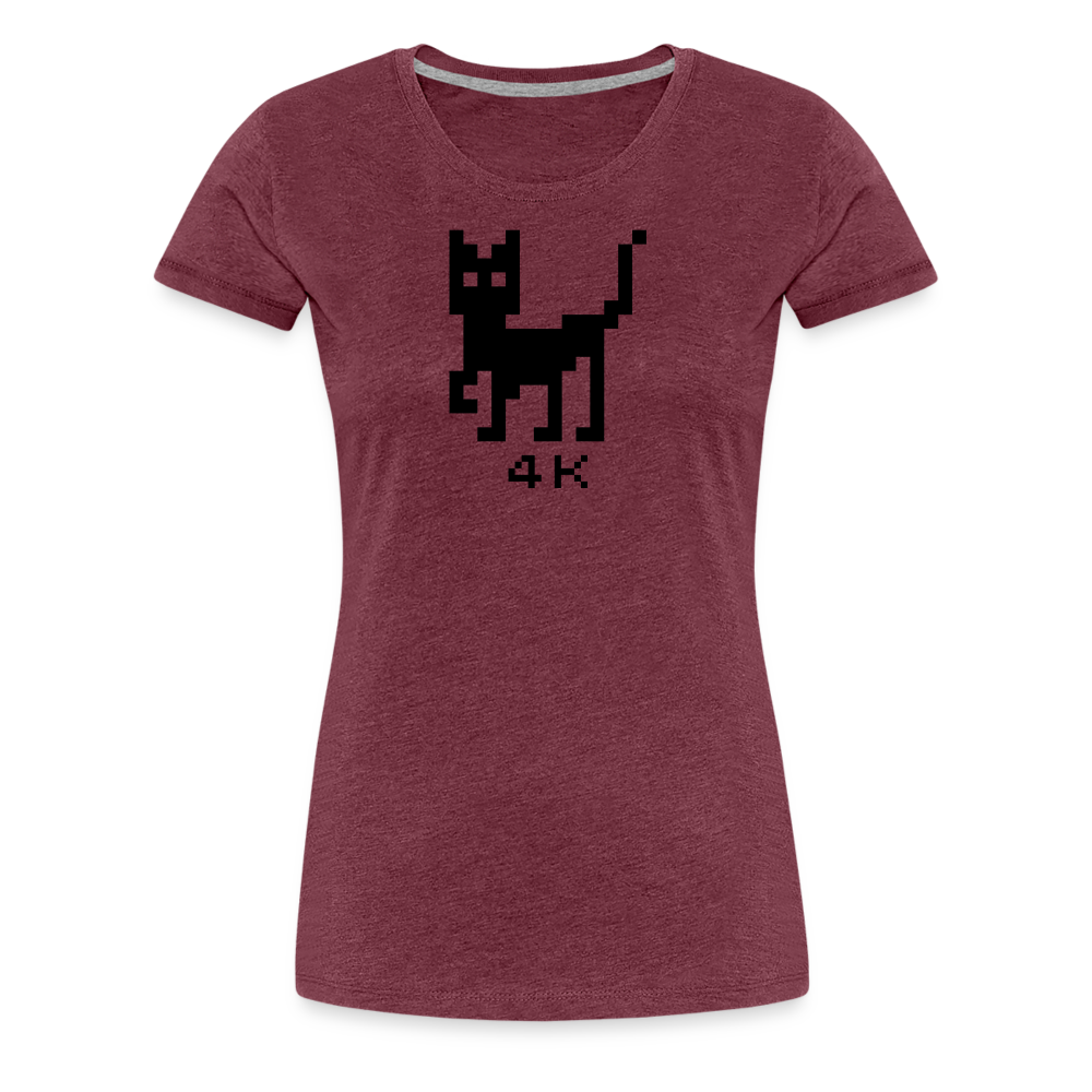 Girl’s Premium T-Shirt - 4k Katze - Bordeauxrot meliert