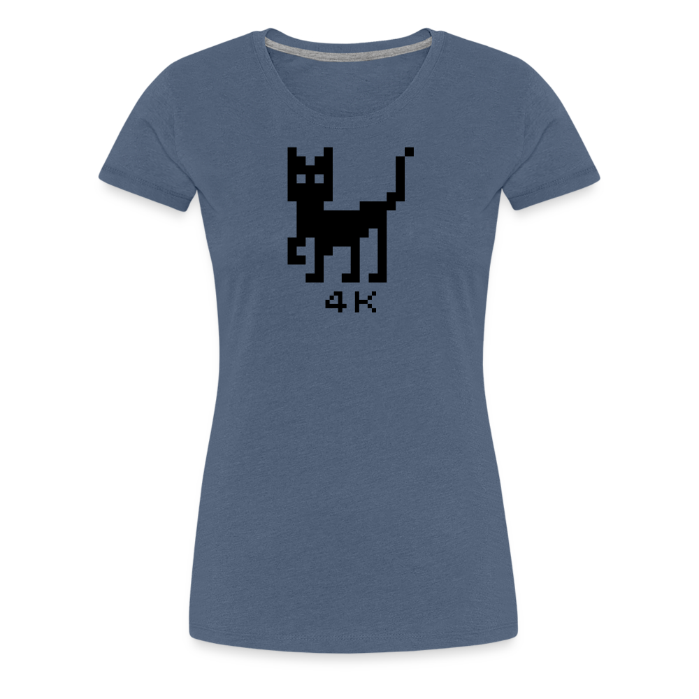 Girl’s Premium T-Shirt - 4k Katze - Blau meliert
