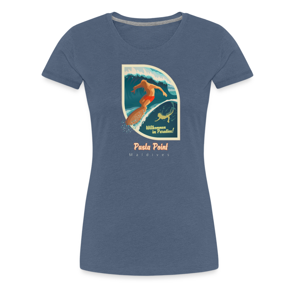 Girl's Premium T-Shirt - Pasta Point - Blau meliert