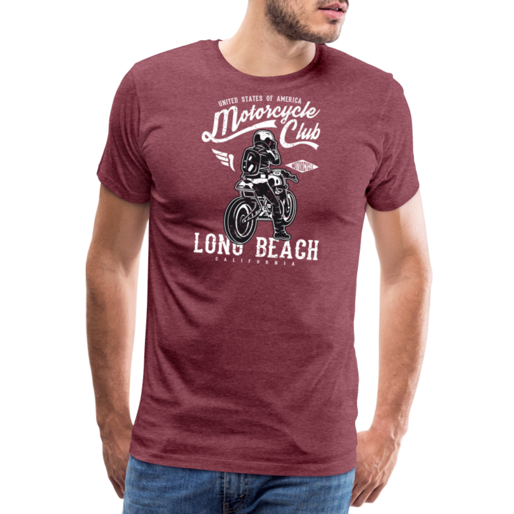 Men’s Premium T-Shirt - Long Beach - Bordeauxrot meliert