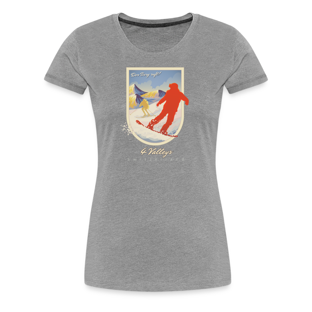 Girl's Premium T-Shirt - 4 Valleys - Grau meliert