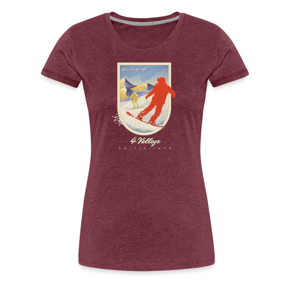 Girl's Premium T-Shirt - 4 Valleys - Bordeauxrot meliert