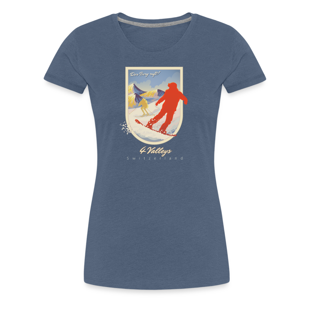 Girl's Premium T-Shirt - 4 Valleys - Blau meliert